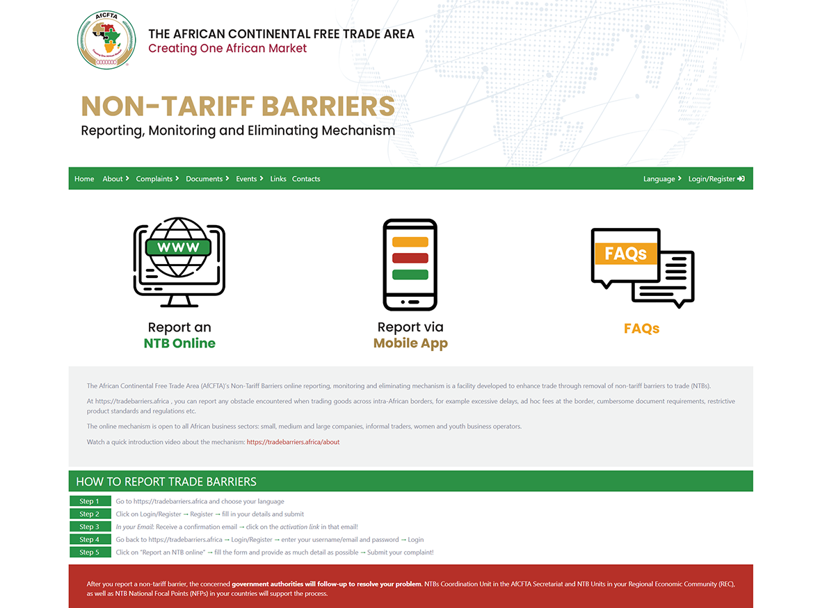AfCFTA for Continental NTB Reporting